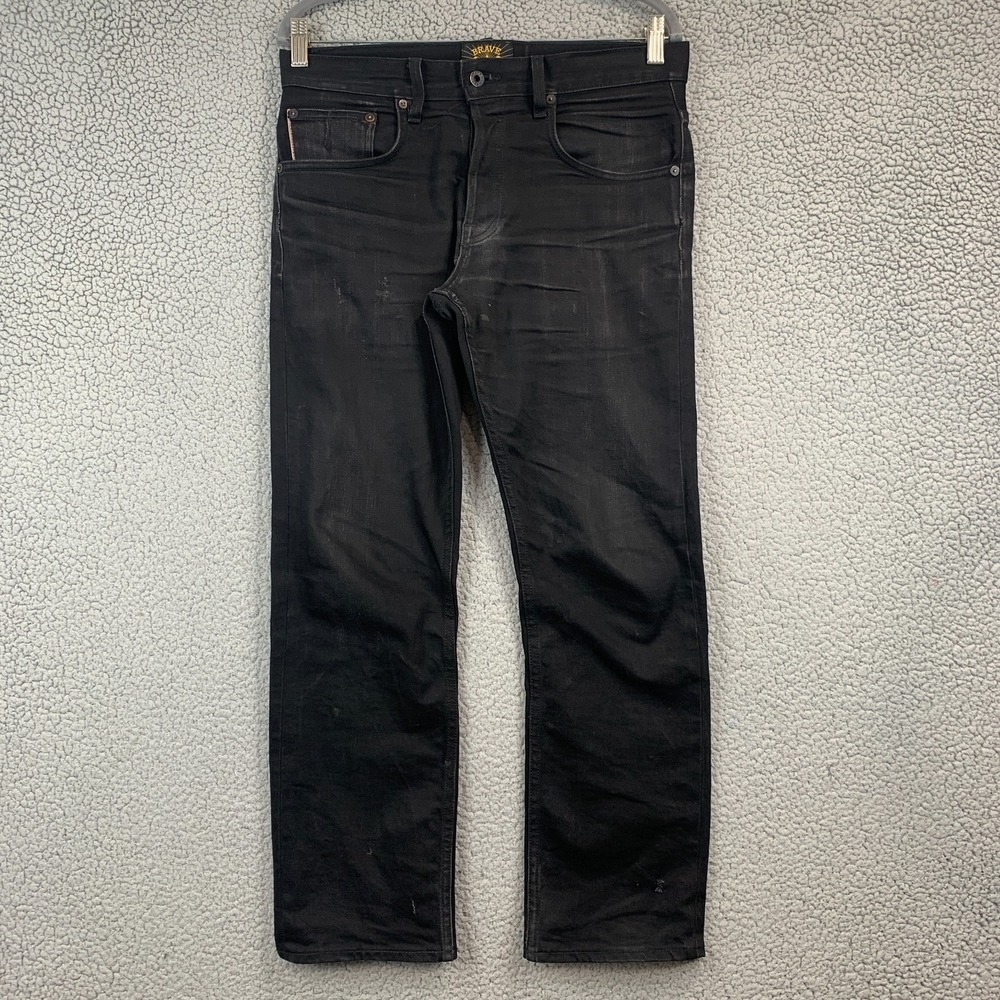 Brave Star Selvedge The True Straight Jeans Mens 31 Black Raw Denim USA Made